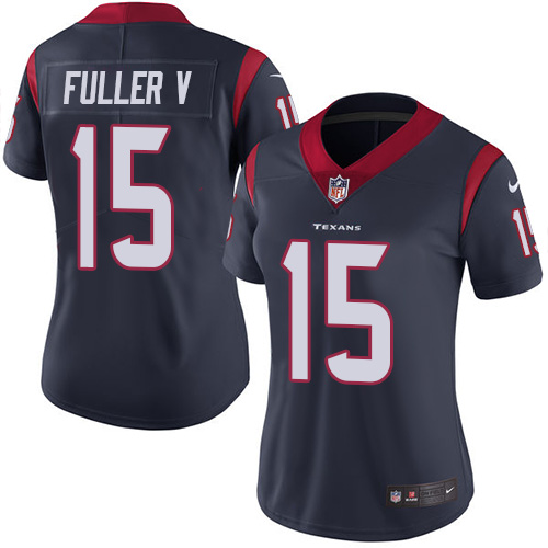 Women Houston Texans #15 Fuller V blue Nike Vapor Untouchable Limited NFL Jersey